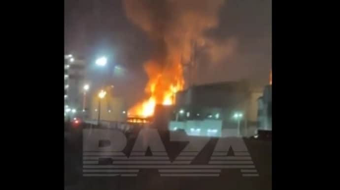 Commercial Sea Port terminal on fire in Russia 