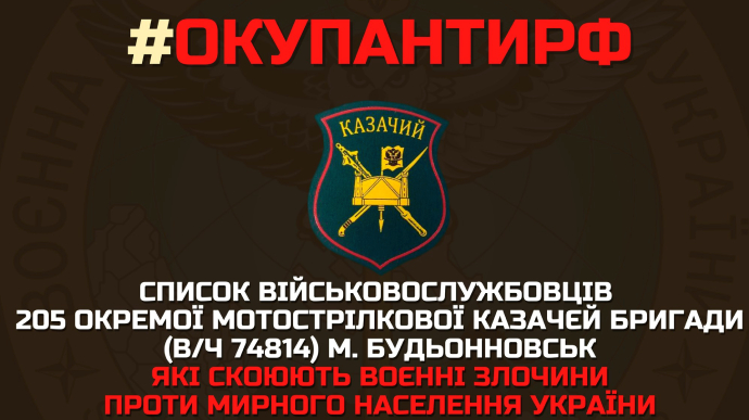 Разведка публикует список мотострелковой казачьей бригады, воюющей в Украине