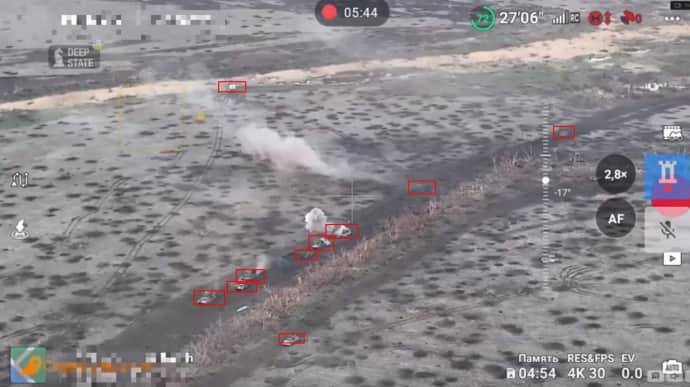 DeepState показав відео розгрому російського штурму, в якому було близько 50 одиниць техніки