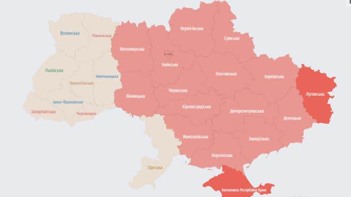 По Украине в четвертый раз за день распространялась воздушная тревога