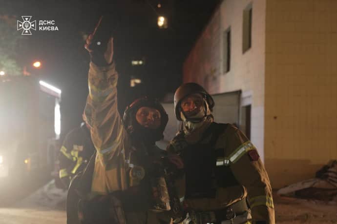 Rescuers showed the effects of a hostile combined attack on Kyiv