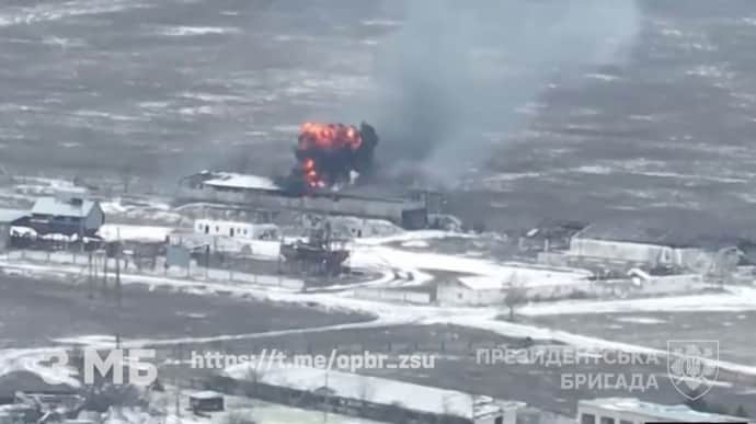 Bulava drones strike Russians' warehouses, causing damage – video