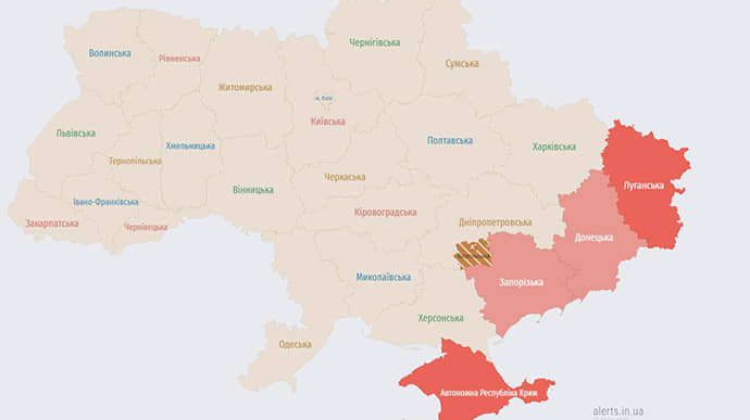 В Запорожской области звучала тревога: угроза применения авиационного вооружения