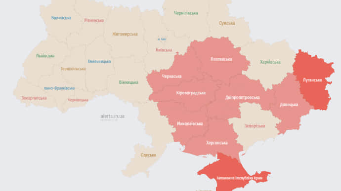 В ряде областей Украины объявляли тревогу из-за ракетной опасности