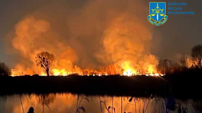 Масштабный пожар в природном заказнике Киева: правоохранители открыли производство