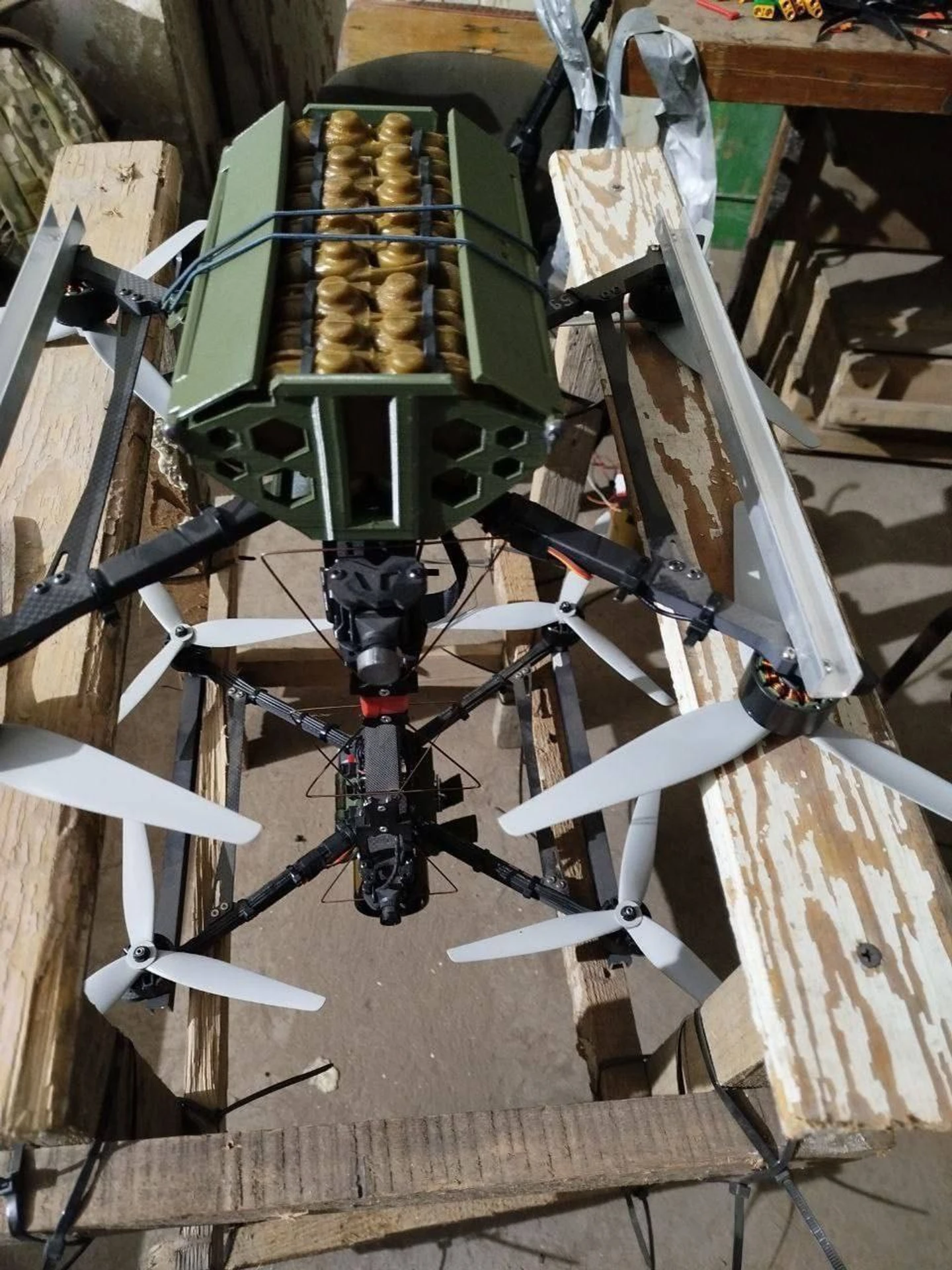 FPV with a container for mines. 