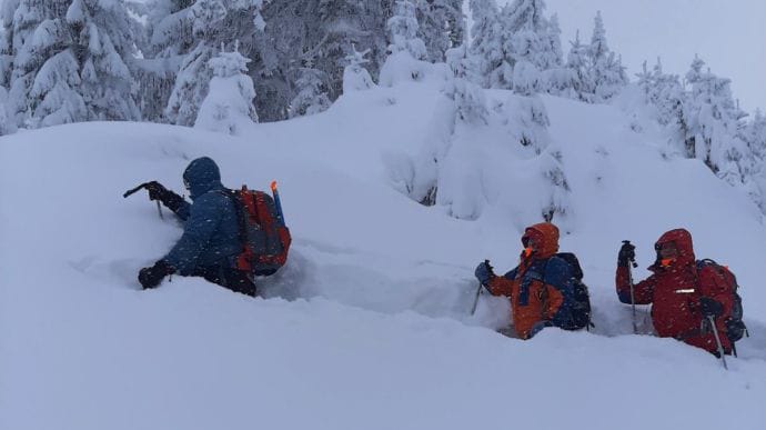 По пояс в снегу: В Карпатах второй день ищут пропавшего туриста
