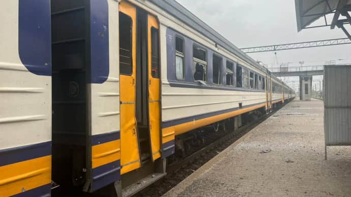 Balakliia railway station attack: commuter train was 15 metres from strike's epicentre – photo