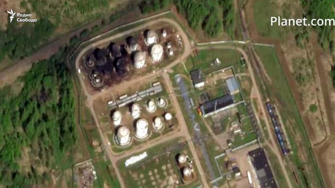З'явилися знімки наслідків удару по нафтобазі РФ у Смоленській області