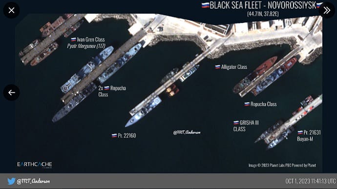 Россия перебросила 14 кораблей Черноморского флота в Новороссийск – эксперт OSINT