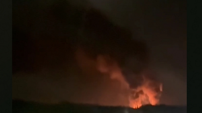 Oil depot on fire in Russia's Kursk Oblast after a drone strike – video