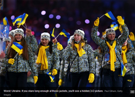 USA Today зачислило форму украинских спортсменов к худшим на Олимпиаде в Сочи.