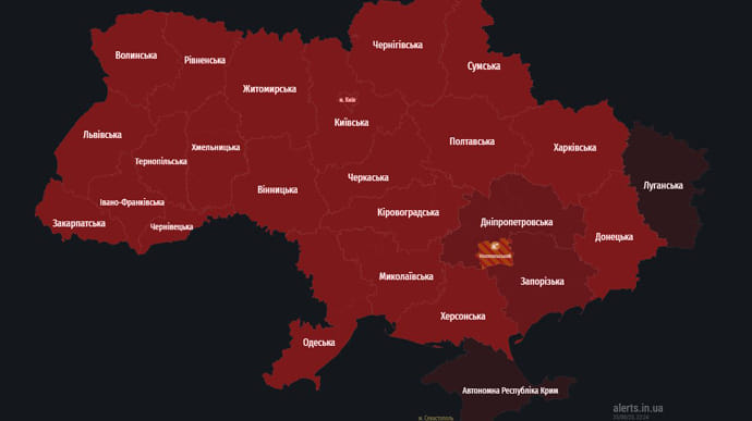 В Украине объявляли шестую воздушную тревогу за вечер