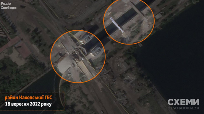 Russian occupiers are trying to restore crossing near Kakhovka hydroelectric power plant – satellite images 