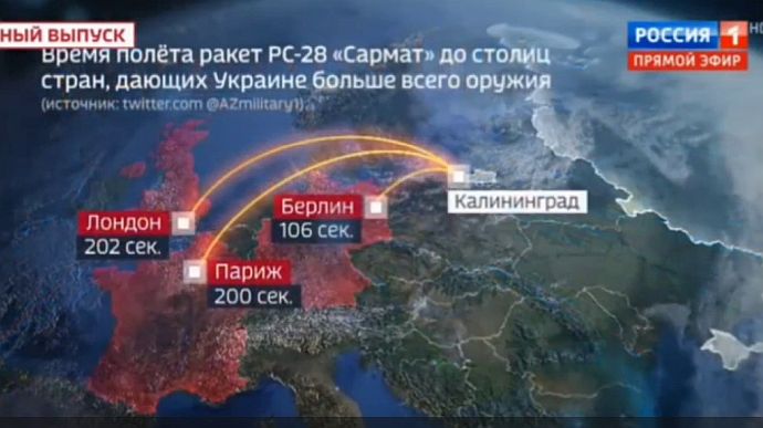 On Russian TV, European countries are threatened with a nuclear strike for assisting Ukraine 