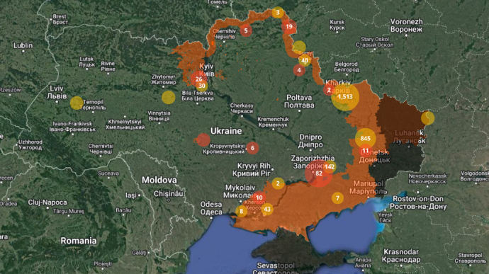 Map of mined territories created in Ukraine