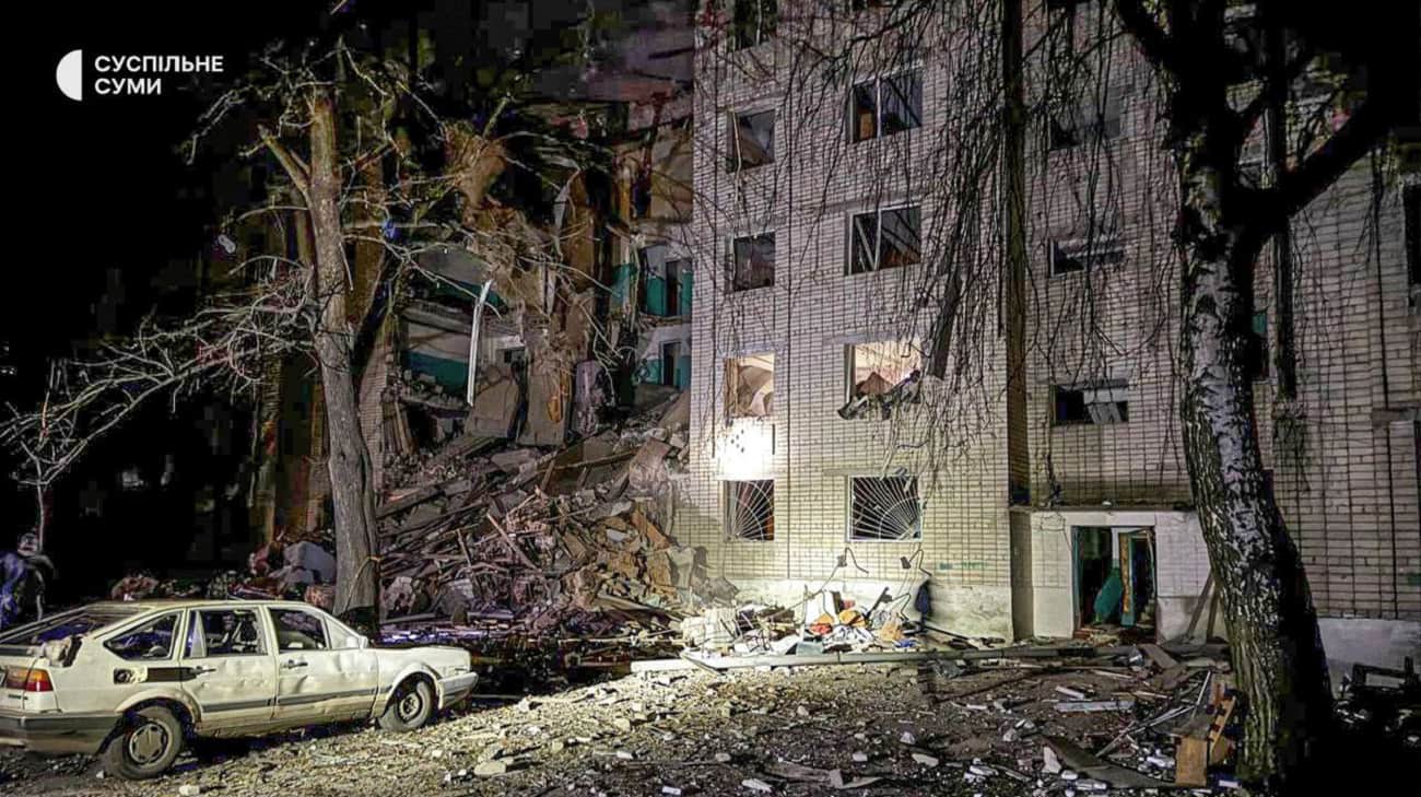 Russia attacks Sumy Oblast with UAV, people might be trapped under rubble – photo, video