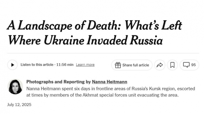 Ukraine's Foreign Ministry responds to NYT report from Kursk Oblast, where Ukraine invaded Russia