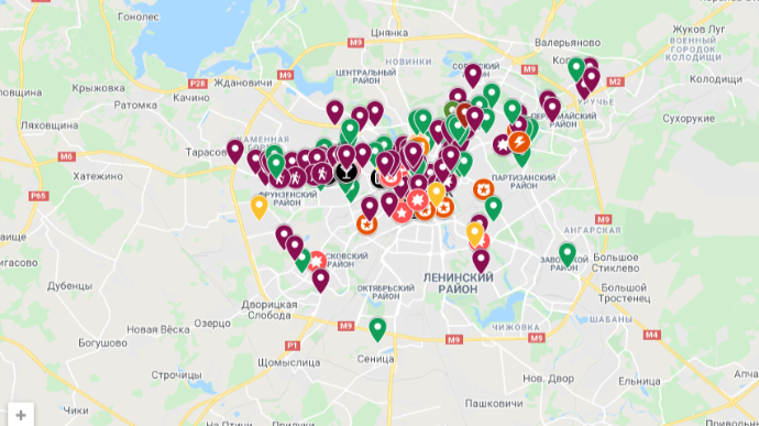 У Google створили мапу мітингів у Мінську