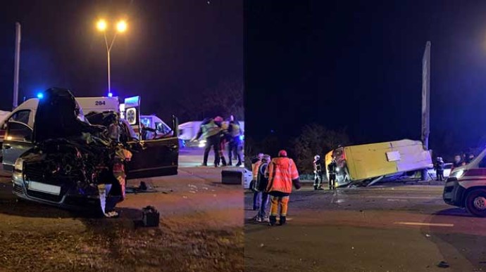 У Києві автівка влетіла у маршрутку з пасажирами, є постраждалі – ЗМІ