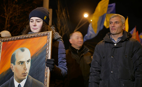 1 января в Киеве прошел традиционный марш националистов
ко дню рождения Степана Бандеры