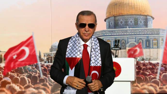 Ердоган на пропалестинському мітингу порівняв загиблих у Газі з жертвами війни РФ проти України