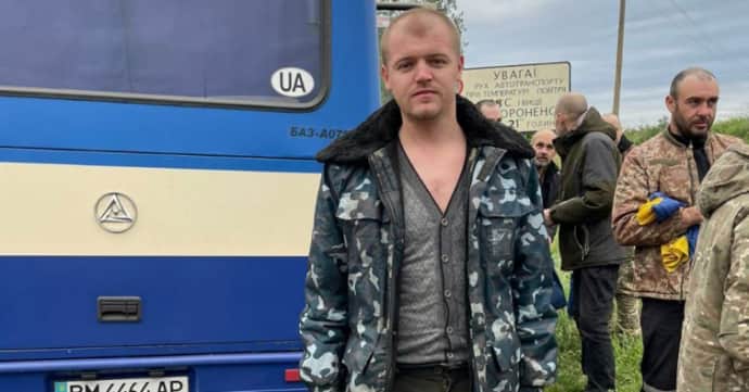 A 28-year old defender of Zmiinyi (Snake) Island has been liberated from Russian captivity. Photo: Ministry of Internal Affairs of Ukraine