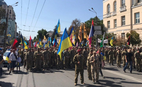 В Киеве прошел Марш защитников, организованный ветеранами боевых действий