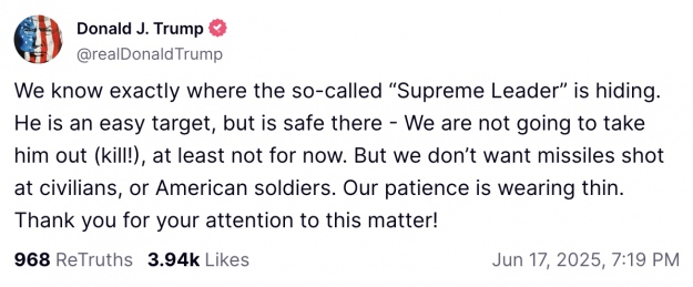 Trump requires  » unconditional surrender  » from Iran and threatens Ayatoli