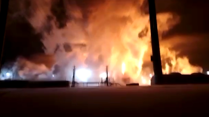 A large-scale fire at an oil and gas field in Russia