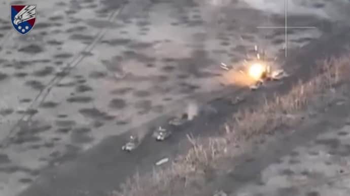 Ukrainian forces post video of Russian convoy of military vehicles being destroyed 